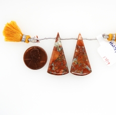 Malinga Jasper Drops Conical Shape 35x17mm Drilled Beads Matching Pair