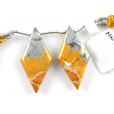 Malinga Jasper Drops Diamond Shape 33x16mm Drilled Beads Matching Pair