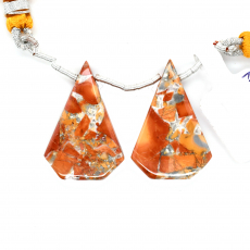Malinga Jasper Drops Fancy Shape 27x14mm Drilled Beads Matching Pair