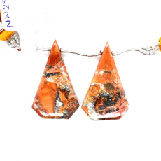 Malinga Jasper Drops Fancy Shape 27x16mm Drilled Beads Matching Pair