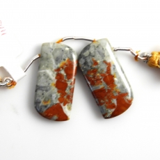 Malinga Jasper Drops Fancy Shape 30x15mm Drilled Beads Matching Pair