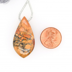 Malinga Jasper Drops Leaf Shape 37x19mm Drilled Bead Single Piece