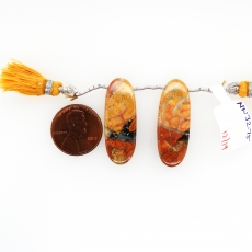 Malinga Jasper Drops Oval Shape 32x12mm Drilled Beads Matching Pair
