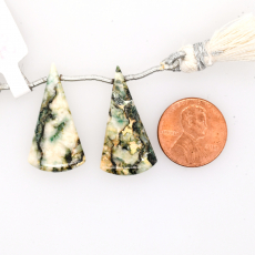 Mariposite Drops Conical Shape 30x15mm Drilled Bead Matching Pair