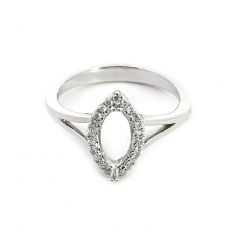 Marquise Shape 10x5mm Ring Semi Mount in 14K White Gold with Diamond Accents