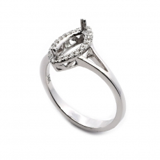 Marquise Shape 10x5mm Ring Semi Mount in 14K White Gold with Diamond Accents