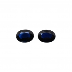 Midnight Blue Thai Sapphire Oval 7x5mm Matching Pair Approximately 2.35 Carat