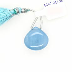 Milky Aquamarine Drop Heart Shape 20mm Drilled Bead Single Piece