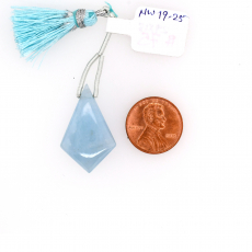 Milky Aquamarine Drop Shield Shape 29x18mm Drilled Bead Single Piece