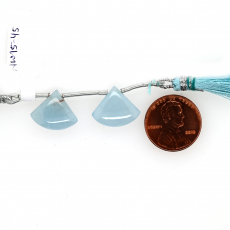 Milky Aquamarine Drops Fan Shape 13x16mm Drilled Beads Matching Pair