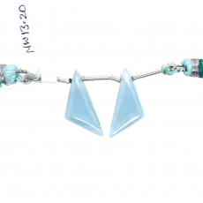 Milky Aquamarine Drops Fancy Shape 21x9mm Drilled Beads Matching Pair