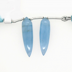 Milky Aquamarine Drops Okra Shape 28x8mm Drilled Beads Matching Pair