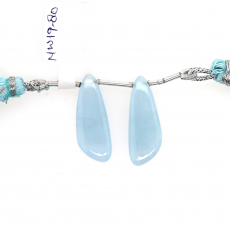 Milky Aquamarine Drops Wing Shape 24x10mm Drilled Bead Matching Pair