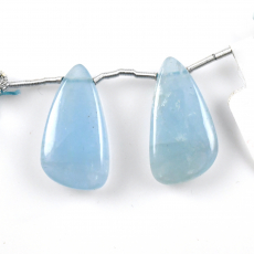 Milky Aquamarine Drops Wing Shape 25x13m Drilled Beads Matching Pair