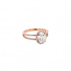 Moissanite Oval 1.36 Carat Ring with Accent Diamonds in 14K Rose Gold