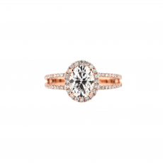 Moissanite Oval 1.36 Carat Ring with Accent Diamonds in 14K Rose Gold