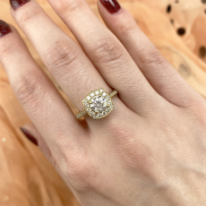 Moissanite Round 0.76 Carat Ring with Accent Diamonds in 14K Yellow Gold