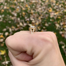 Moissanite Round 1.11 Carat Ring in 14K Yellow Gold with Accent Diamonds