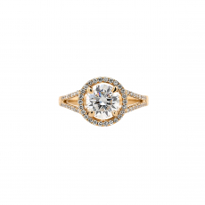 Moissanite Round 1.11 Carat Ring in 14K Yellow Gold with Accent Diamonds