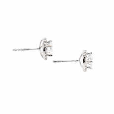 Moissanite Round 1.48 Carat With Diamond Accent Earring in 14K White Gold