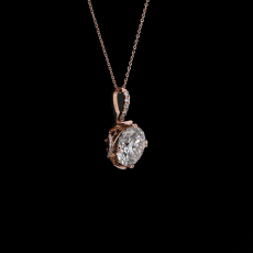 Moissanite Round Shape 3.62 Carat Pendant with Accent Diamond Pendant in 14K Rose Gold ( Chain Not Included )