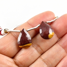 Mookaite Jasper Drops Almond Shape 17x11mm Drilled Beads Matching Pair
