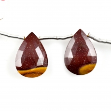 Mookaite Jasper Drops Almond Shape 17x11mm Drilled Beads Matching Pair