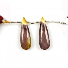 Mookaite Jasper Drops Almond Shape 29x9mm Drilled Beads Matching Pair