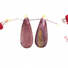 Mookaite Jasper Drops Almond Shape 30x11mm Drilled Beads Matching Pair
