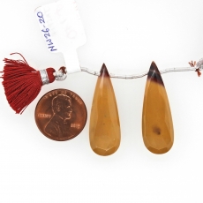 Mookaite Jasper Drops Almond Shape 34x11mm Drilled Beads Matching Pair