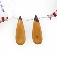 Mookaite Jasper Drops Almond Shape 34x11mm Drilled Beads Matching Pair