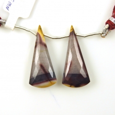 Mookaite Jasper Drops Conical Shape 33x14mm Drilled Beads Matching Pair