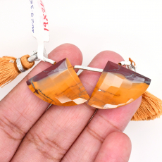 Mookaite Jasper Drops Fan Shape 19×26mm Drilled Beads Matching Pair