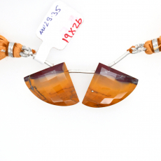 Mookaite Jasper Drops Fan Shape 19×26mm Drilled Beads Matching Pair