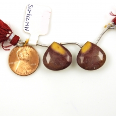 Mookaite Jasper Drops Heart Shape 17x17mm Drilled Beads Matching Pair