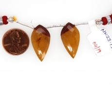 Mookaite Jasper Drops Leaf Shape 25x15mm Drilled Beads Matching Pair
