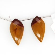 Mookaite Jasper Drops Leaf Shape 25x15mm Drilled Beads Matching Pair