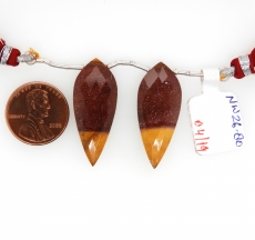 Mookaite Jasper Drops Leaf Shape 31x13mm Drilled Beads Matching Pair