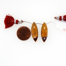 Mookaite Jasper Drops Marquise Shape 26x9mm Drilled Beads Matching Pair