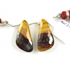 Mookaite Jasper Drops Wing Shape 26x13mm Drilled Beads Matching Pair