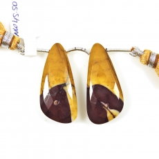 Mookaite Jasper Drops Wing Shape 33x15mm Drilled Beads Matching Pair