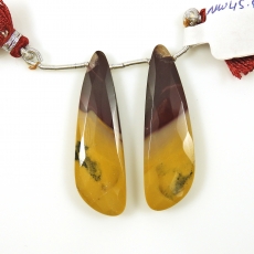 Mookaite Jasper Drops Wing Shape 44x14mm Drilled Beads Matching Pair