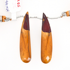 Mookaite Jasper Drops Wing Shape 50X11mm Drilled Beads Matching Pair