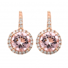 Morganite 2.31 Carat With Accented Diamond Dangle Earring in 14K Rose Gold
