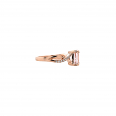 Morganite Oval 1.81 Carat Ring with Accent Diamonds in 14K Rose Gold