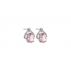 Morganite Oval 3.34 Carat Earrings in 14K White Gold with Accent Diamonds