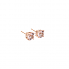 Morganite Round 1.88 Carat Stud Earrings in 14K Rose Gold