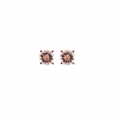 Morganite Round 1.88 Carat Stud Earrings In 14k Rose Gold