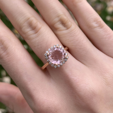 Morganite Round 2.63 Carat Ring in 14K Rose Gold with Accent Diamonds