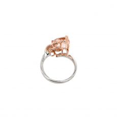 Morganite Trillion 2.92 Carat Ring in 14K Dual Tone (White/Rose) Gold with Accent Diamonds